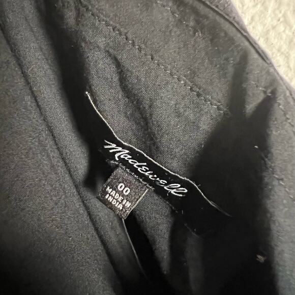 Madewell Brooke Black Ruffled One-Shoulder Tie Waist Poplin Midi Dress Size 00 - Picture 13 of 16